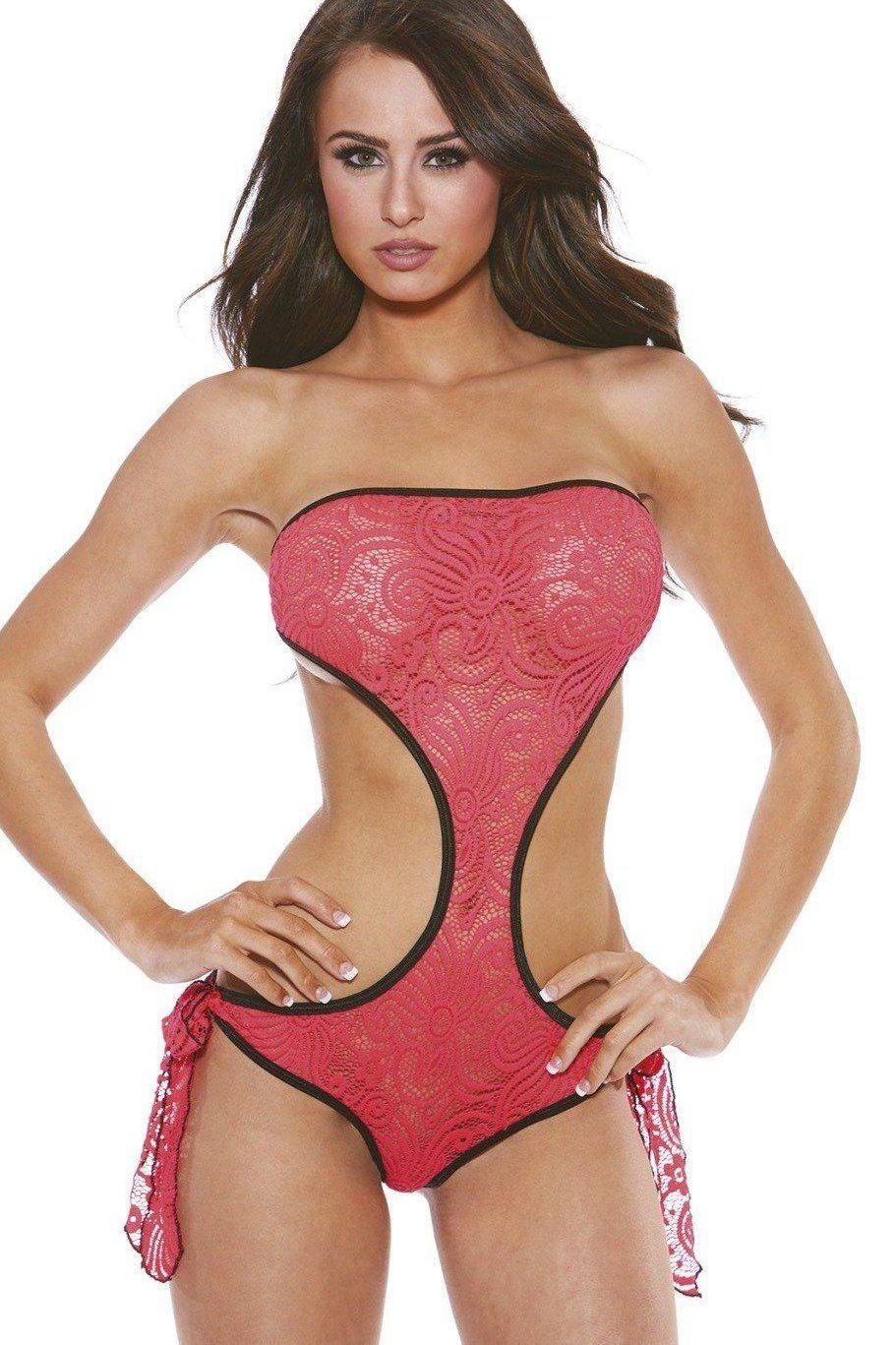 Fashionable Imported Bandeau Lace Bodysuit by Bodyshotz