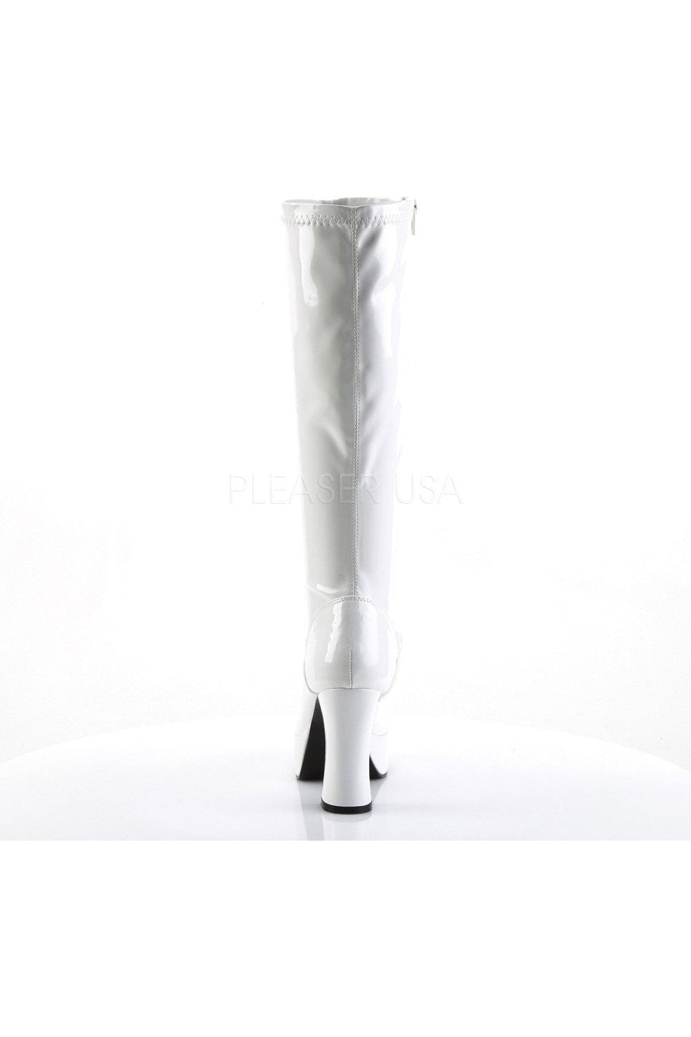 Stylish White Patent EXOTICA-2000 Go-Go Boots with 4-Inch Heel