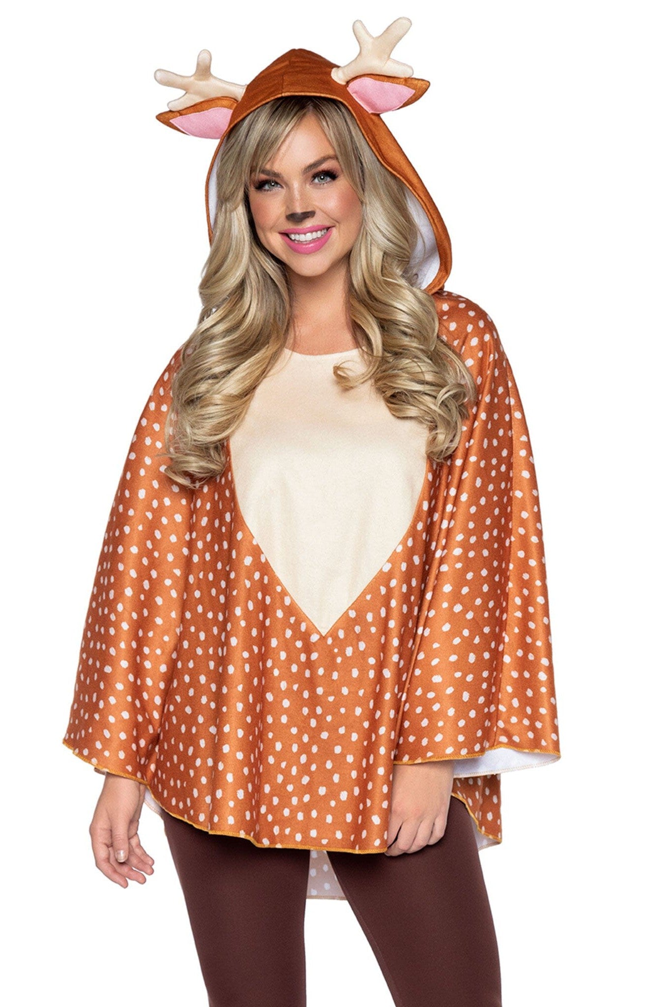 Leg Avenue Speckled Fawn Poncho Costume with Fur Tail and Antler Hood