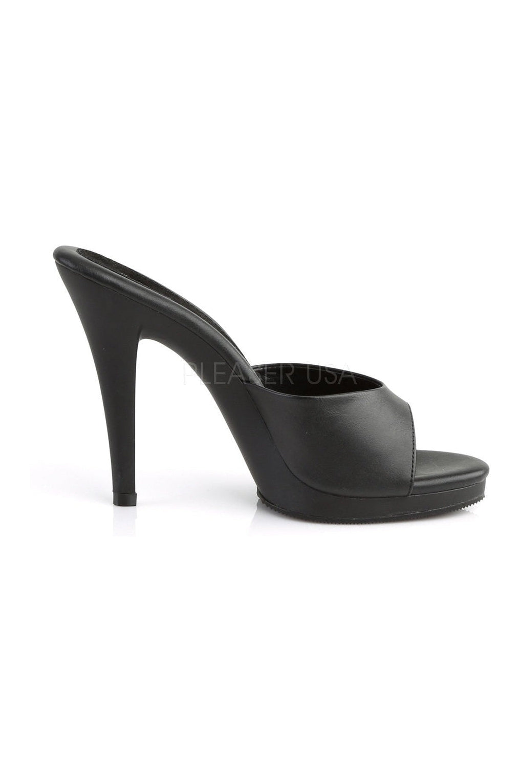 Black Faux Leather FLAIR-401-2 Platform Slide Women's Fashion Sandals