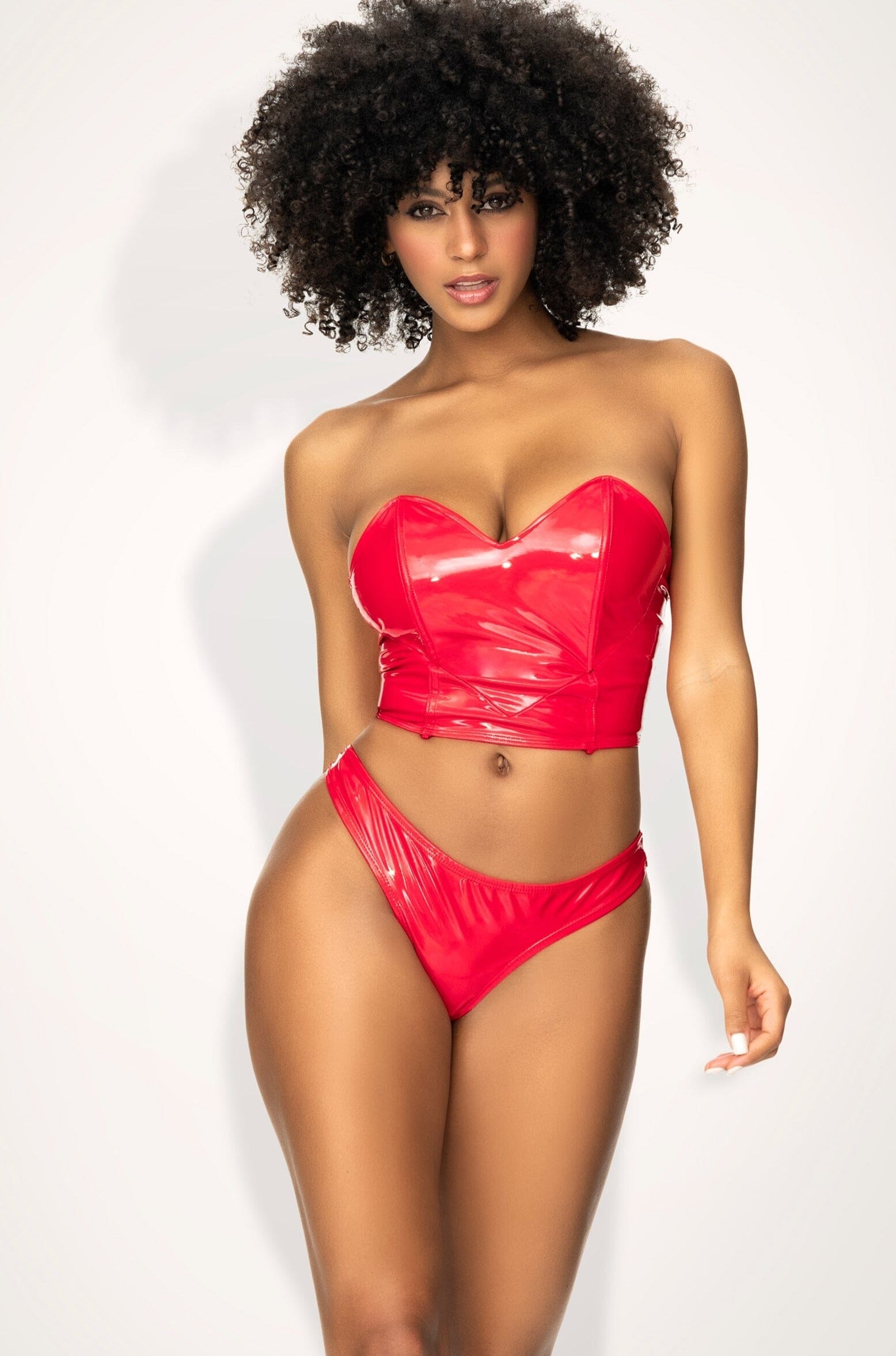 Versatile Two-in-One Vinyl Romantic Lingerie Set and Babydoll