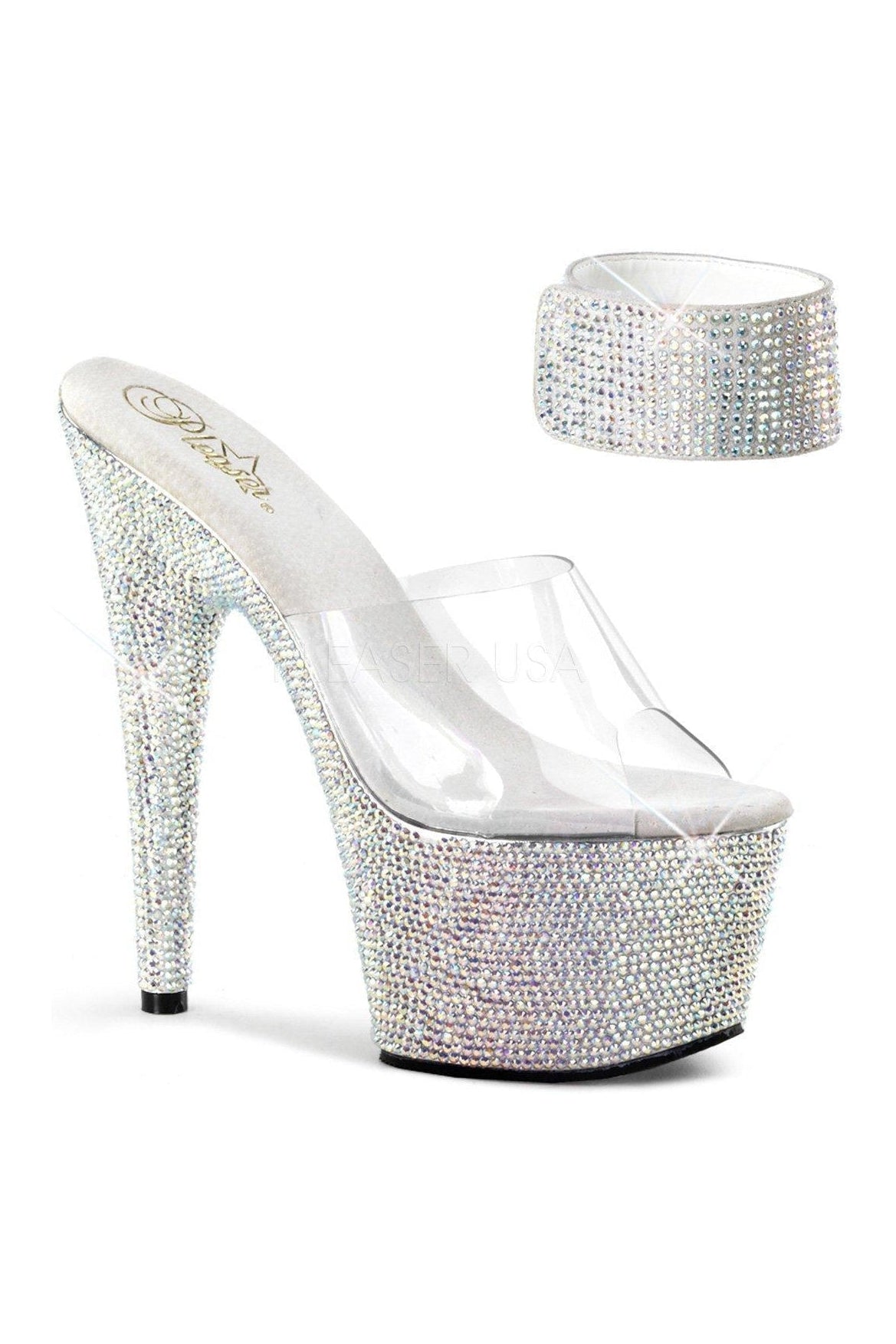 Stunning BEJEWELED-712RS Clear Vinyl Platform Sandals for Fashionable Women