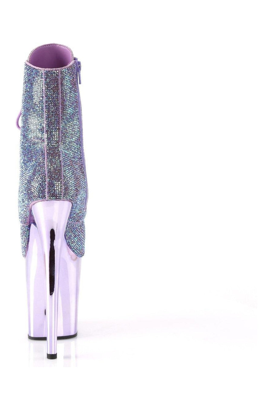 Pleaser Purple Faux Suede Flamingo-1020CHRS Lace-Up Rhinestone Embellished Side Zipper Ankle Boots
