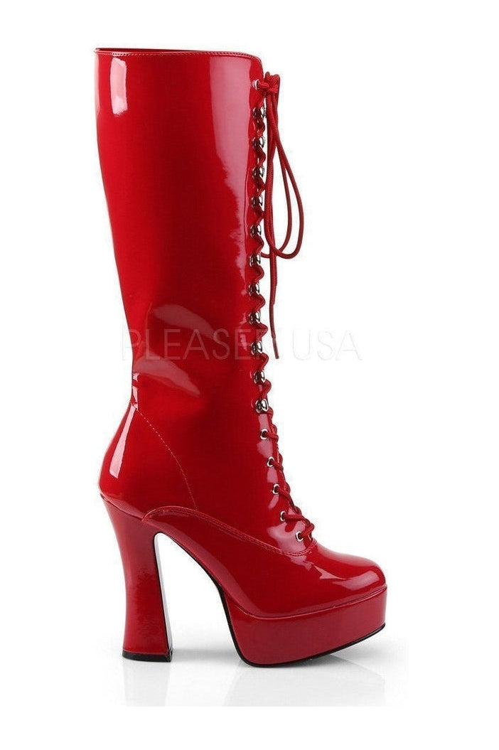 ELECTRA-2020 Red Patent Leather Platform Knee-High Boots with Stylish Design