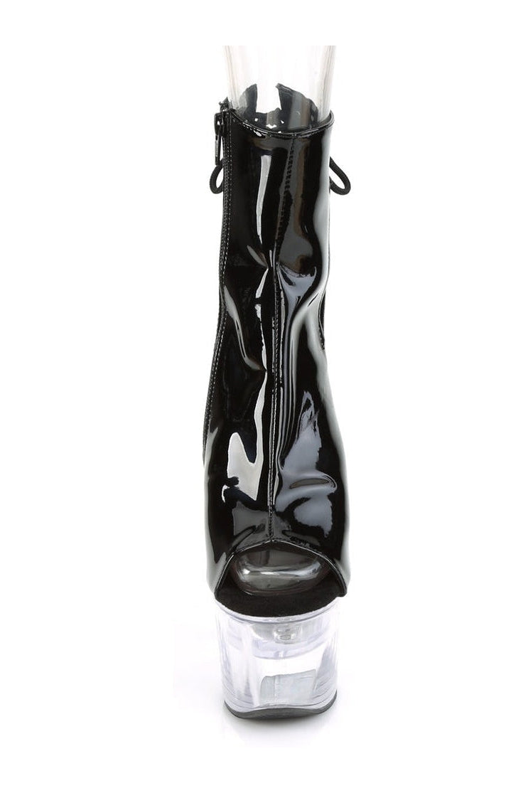 Black Patent Platform Ankle Boot FLASHDANCE-1018-7 with USB Chargeable LED Lights