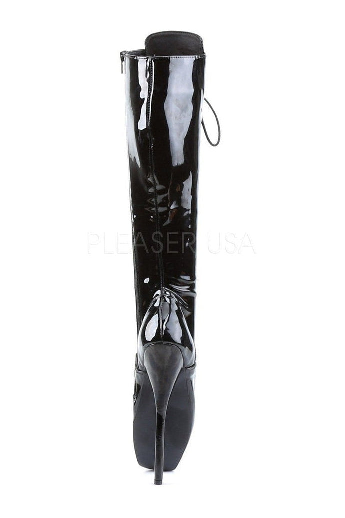 2020 Black Patent Ballet Knee Boots with High Spike Heels