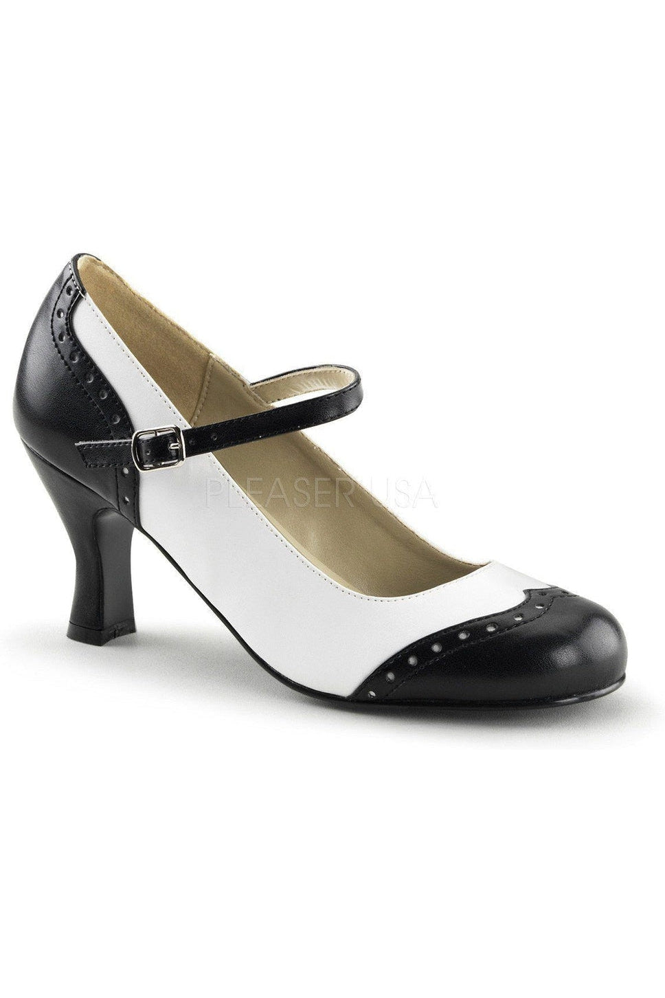 Black Faux Leather FLAPPER - 25 Mary Jane Shoes with 3 - inch Heel