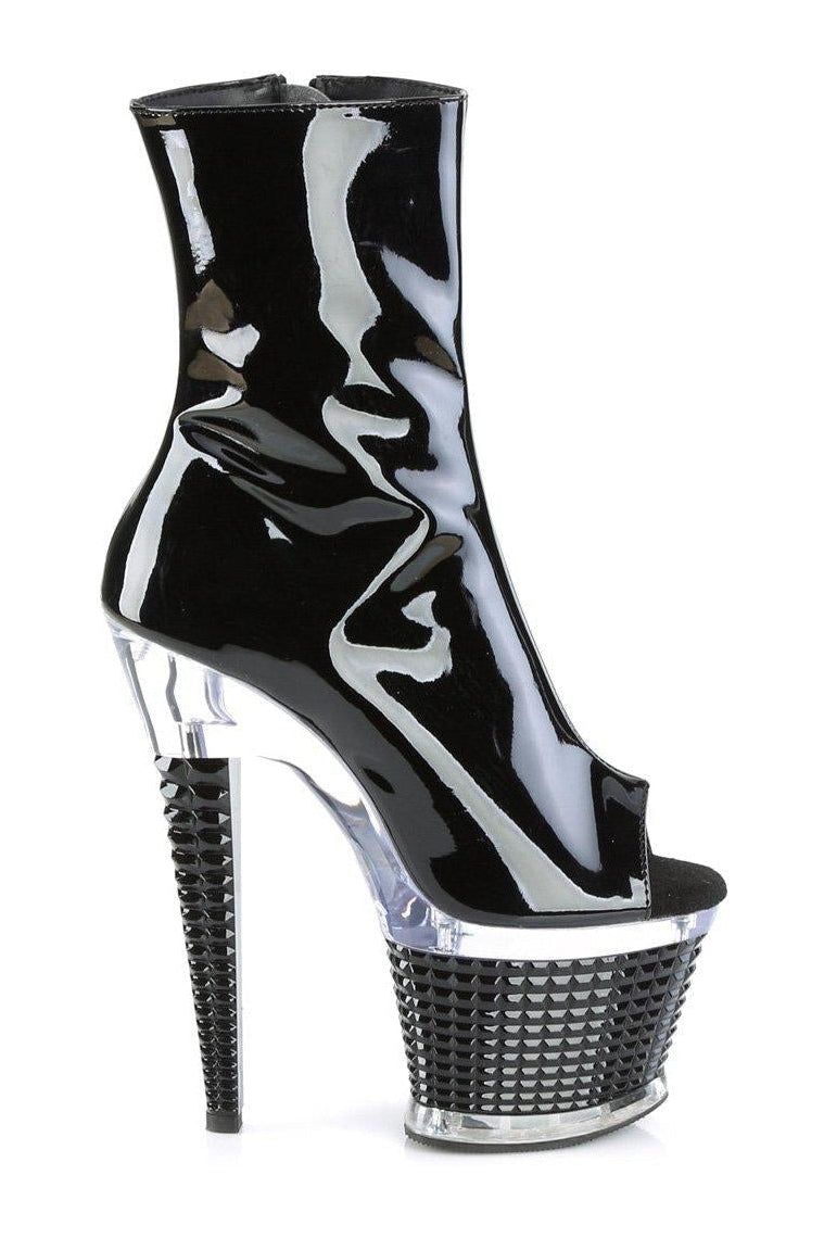 Black Patent SPECTATOR-1021 Peep Toe Ankle Boot with 7' Heel