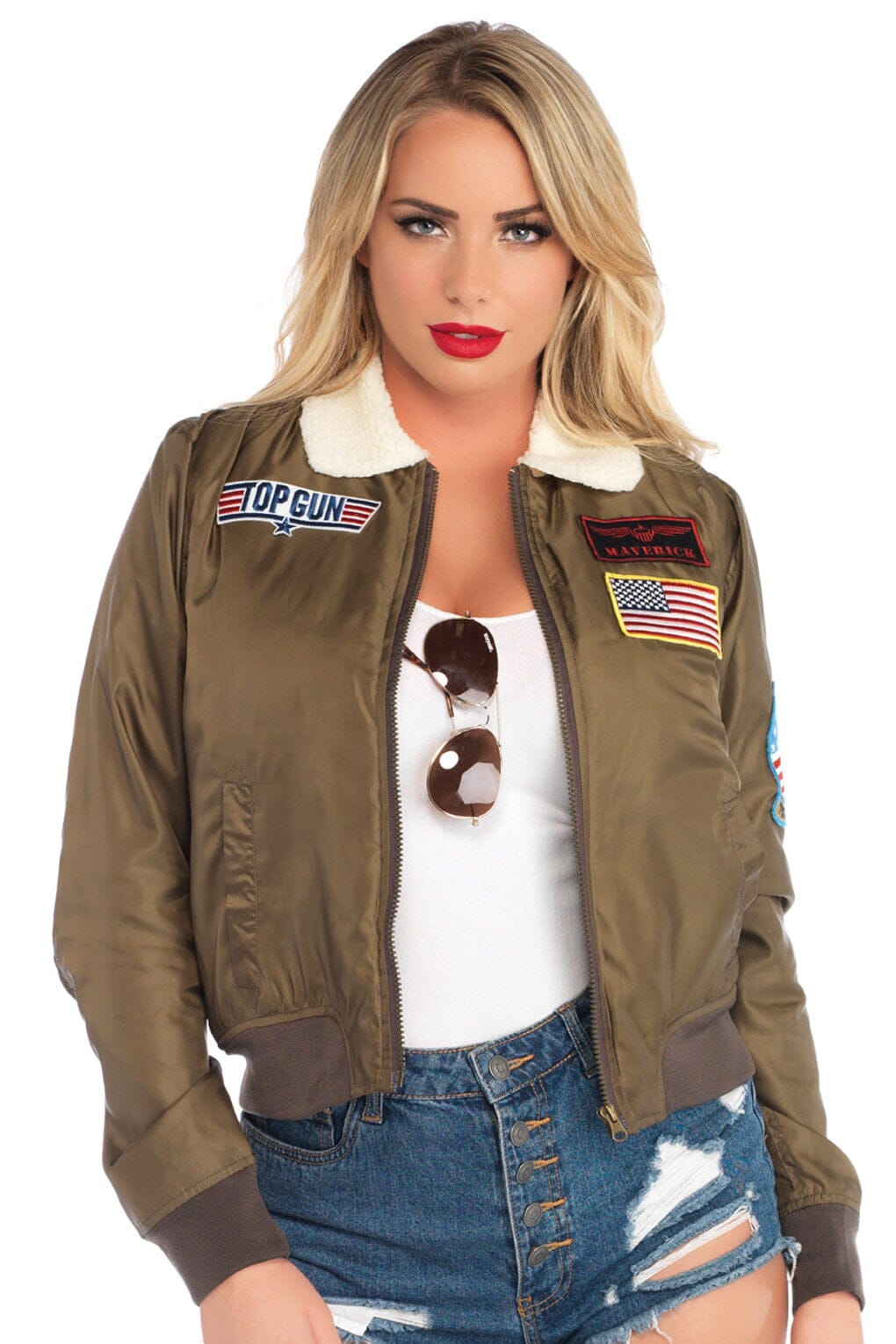 Stylish Women's Top Gun Nylon Bomber Jacket with Interchangeable Name Badges