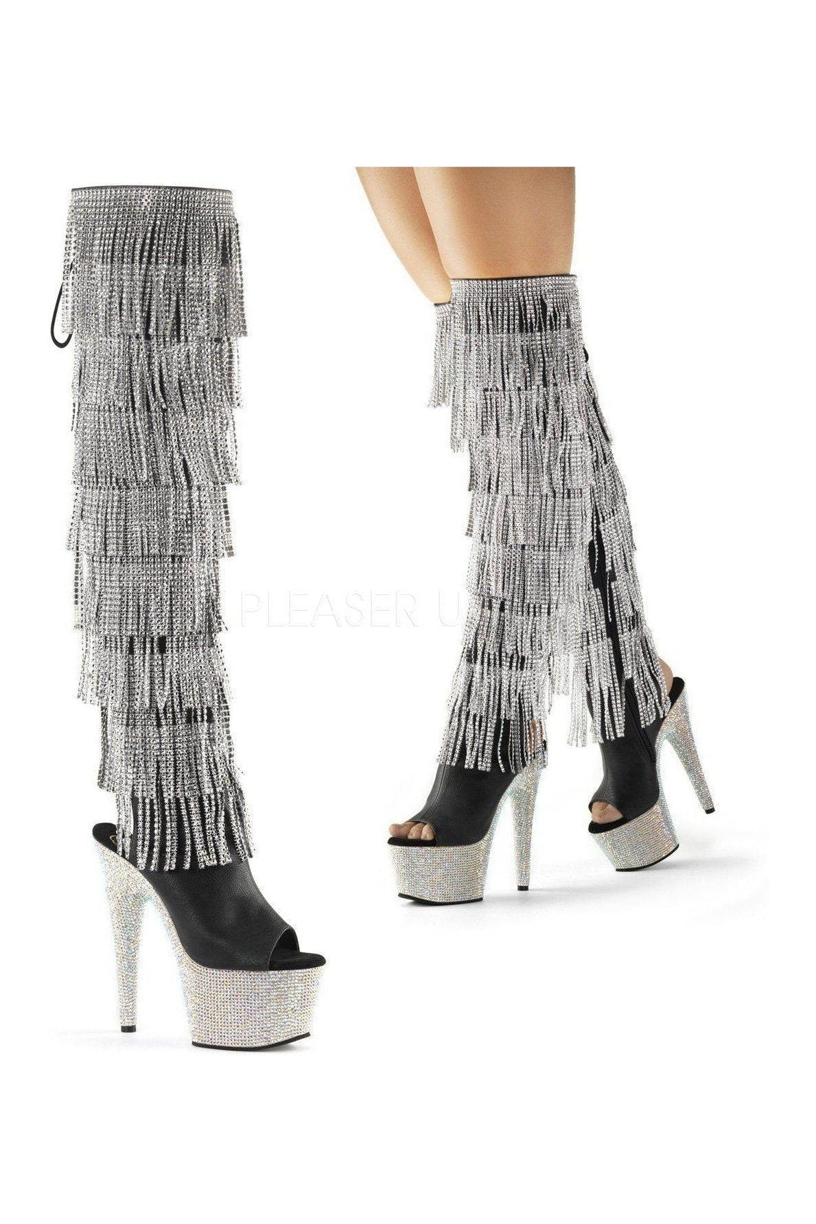 BEJEWELED 3019RSF-7 Black Faux Leather Platform Boots for Fashionable Wear