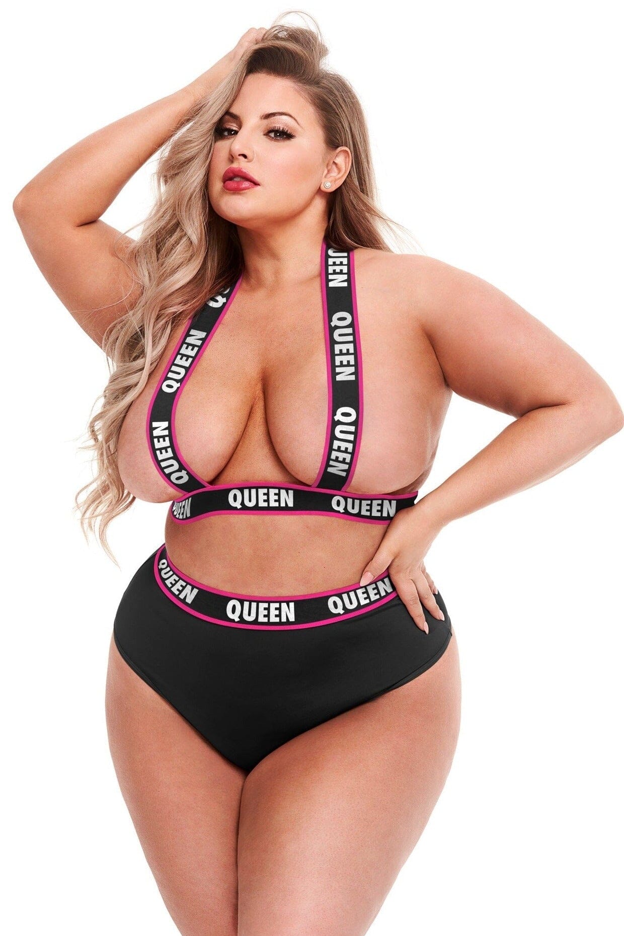 Plus Size Elastic Booty Shorts and Bra Top Set for a Sexy Look
