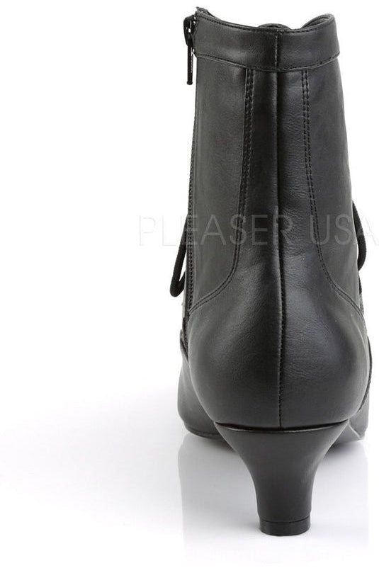 Black Faux Leather Ankle Boot FAB - 1005 with 2 - inch Heel