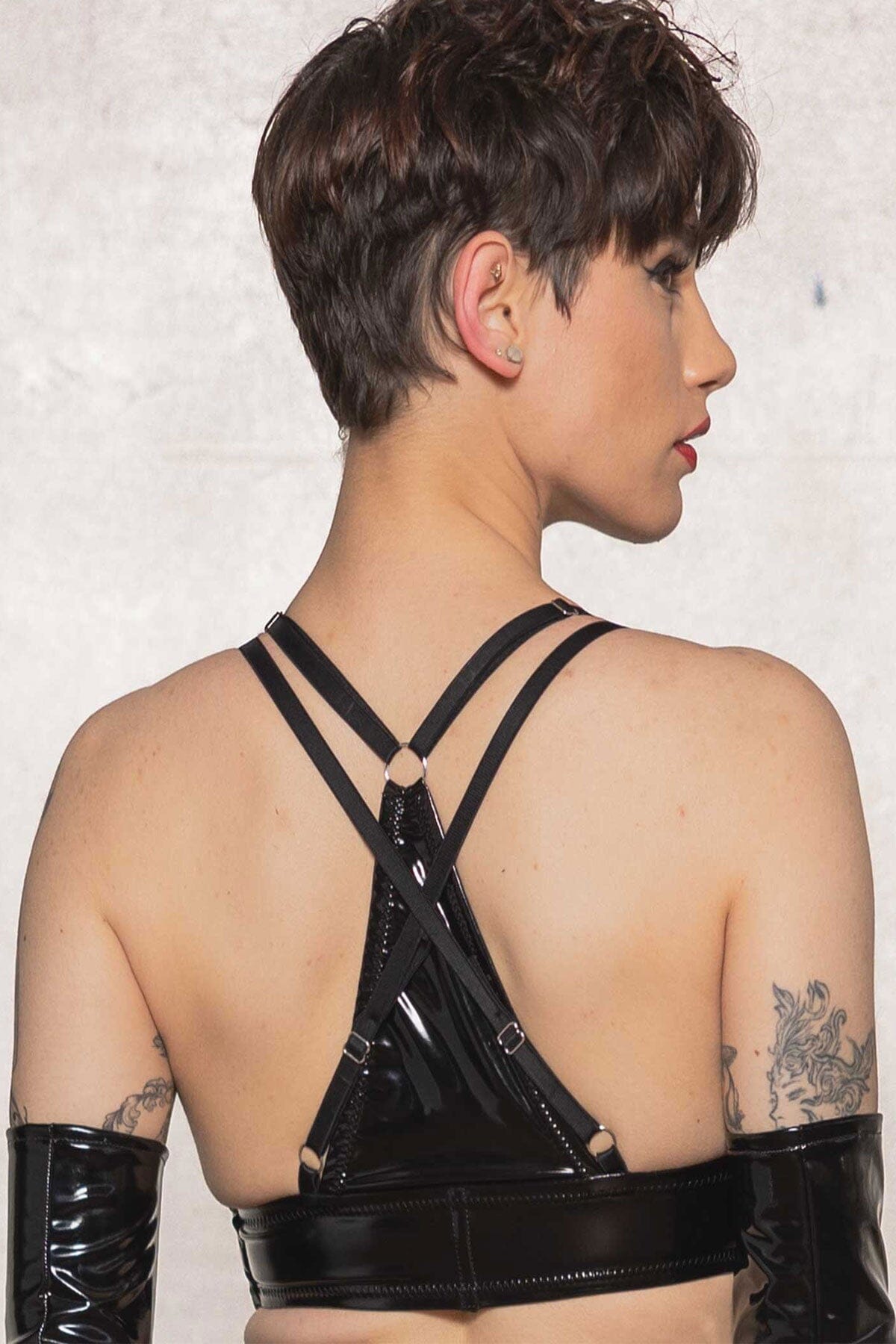 Exquisite Crystal-Embellished Vinyl Bra for Fashion Lovers