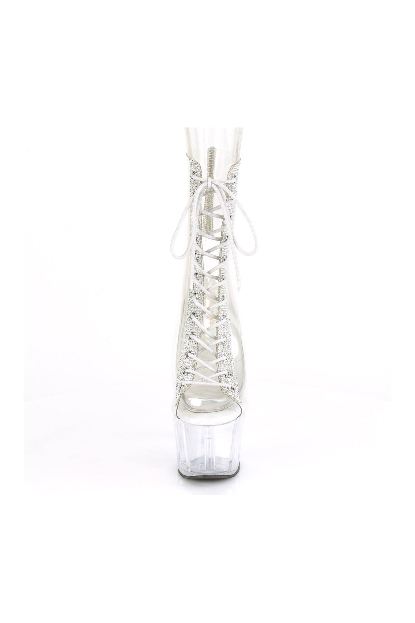Pleaser Brand Exotic Clear Vinyl Lace - Up Ankle Boot with Rhinestones - ADORE - 1016C - 2