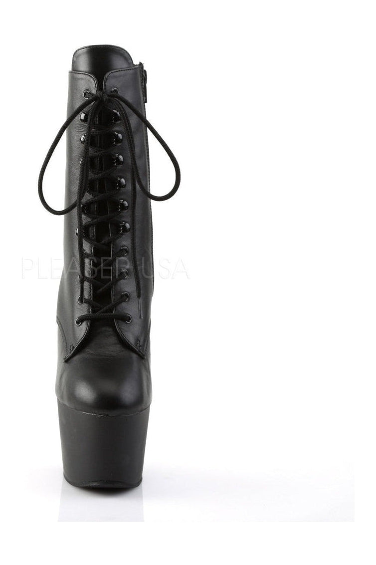 Black Genuine Leather ADORE - 1020 Lace - Up Platform Ankle Boot