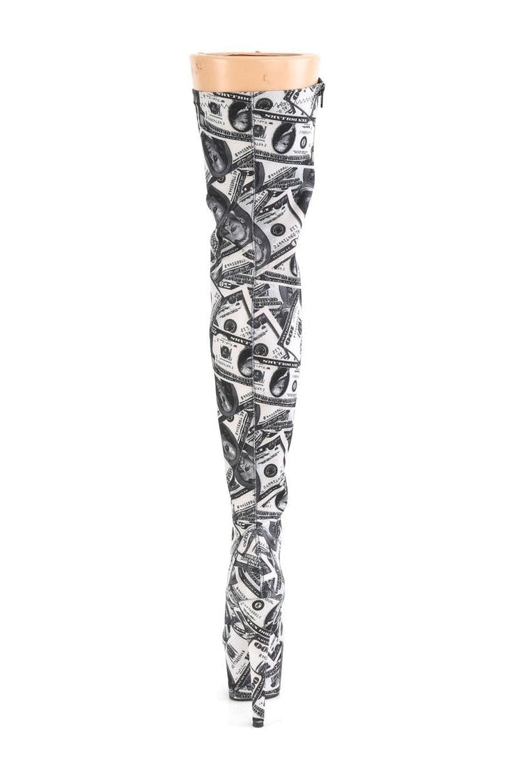 Pleaser Brand White Fabric Exotic Stretch Thigh High Fashion Boot - ADORE - 3000DP