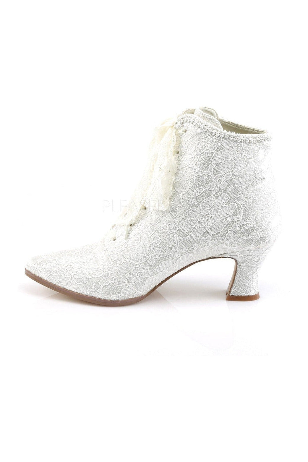 Ivory Genuine Satin Victorian-Style 30 Ankle Boots for Fashionable Wear
