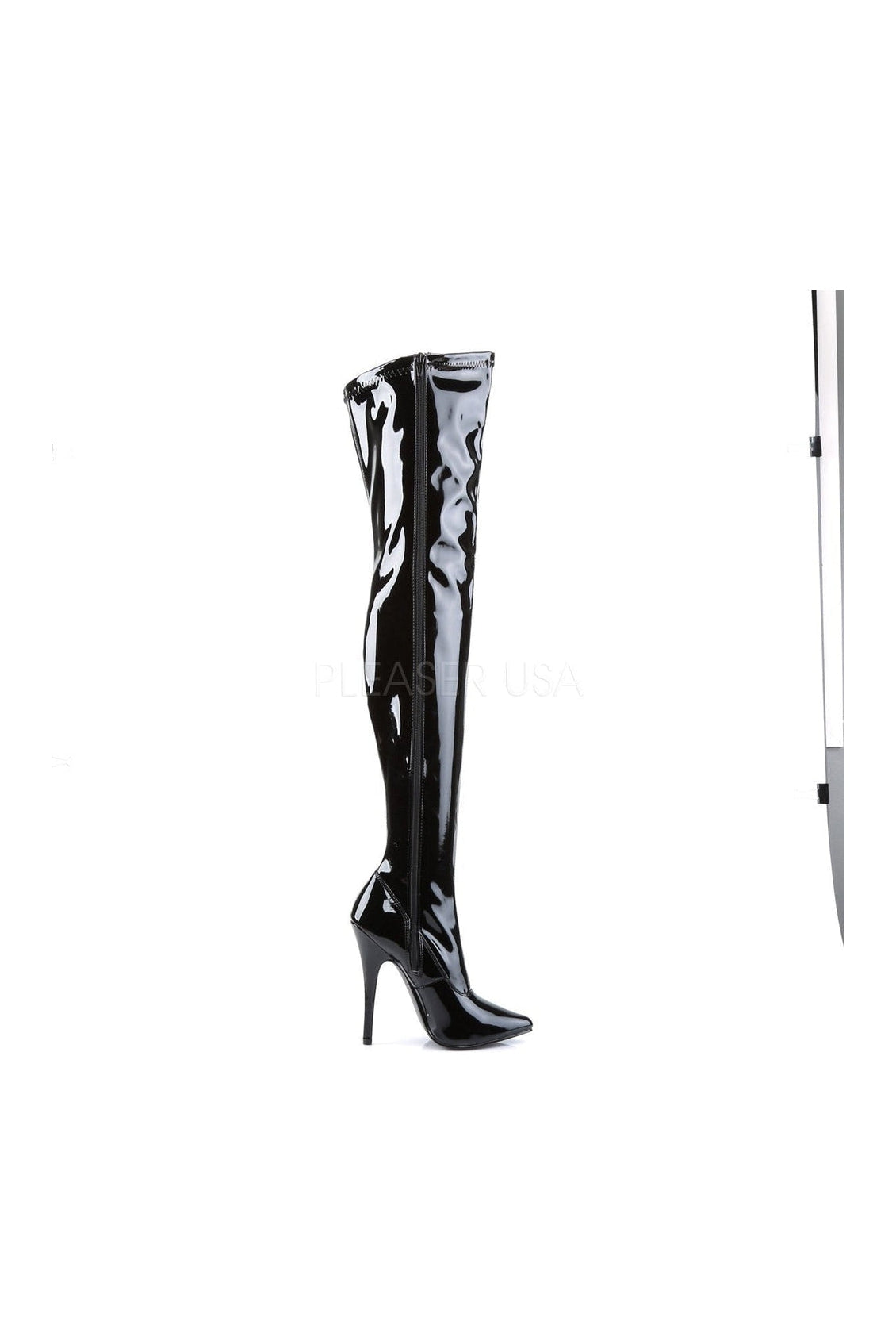 Black Patent DOMINA - 3000 Stretch Thigh Boot with 6 - inch Heel