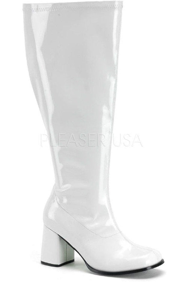 GOGO 300X White Women's Wide Width Block Heel Boots