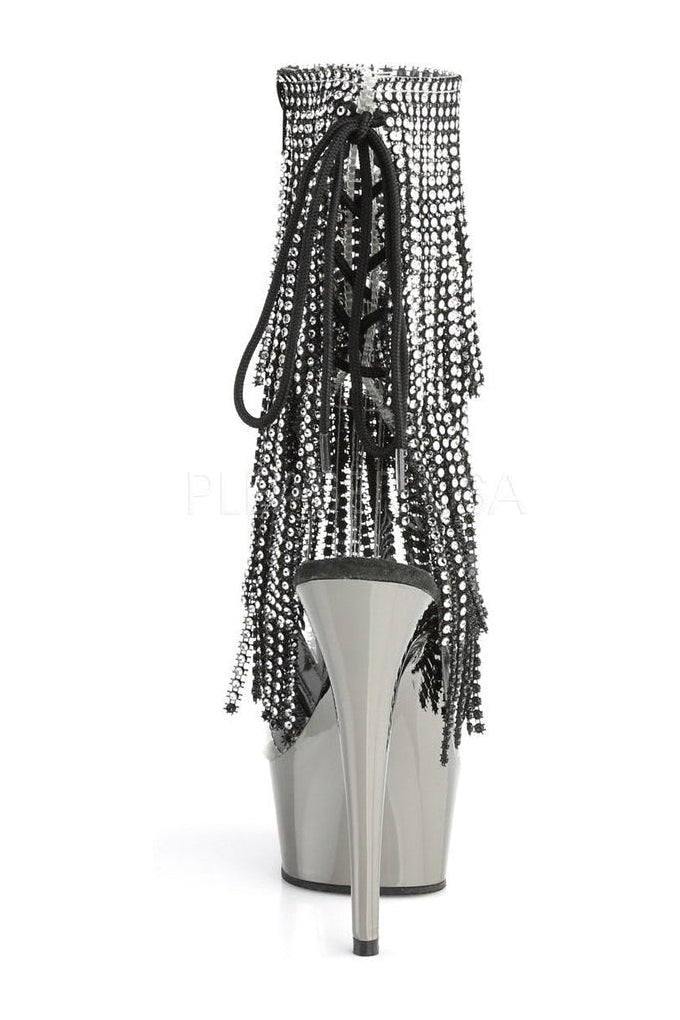 Black Vinyl DELIGHT-1017RSF Fashion Platform Ankle Boot with Stylish Design