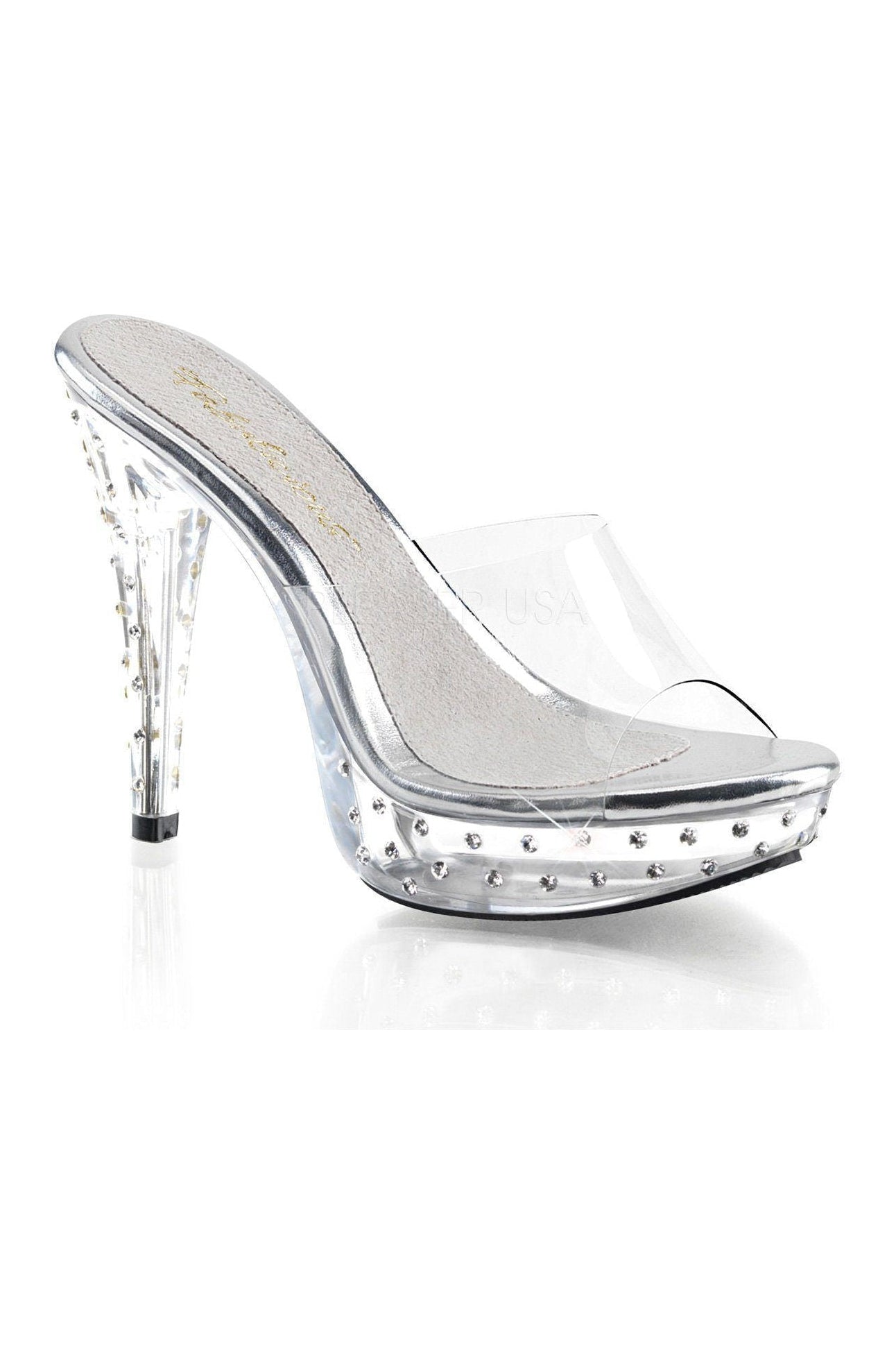 Stylish COCKTAIL-501SDT Clear Vinyl Platform Slide Sandals