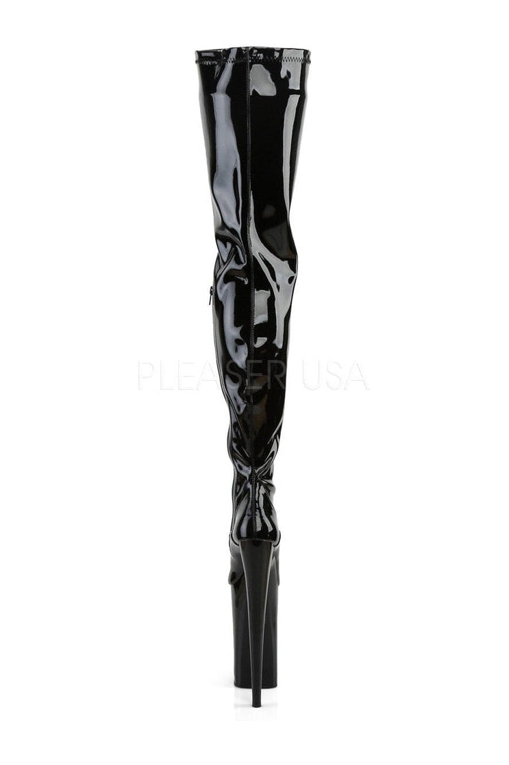 BEYOND-4000 Black Patent Leather Platform Stretch Crotch Boot for Fashion - High - Heel Stylish Footwear