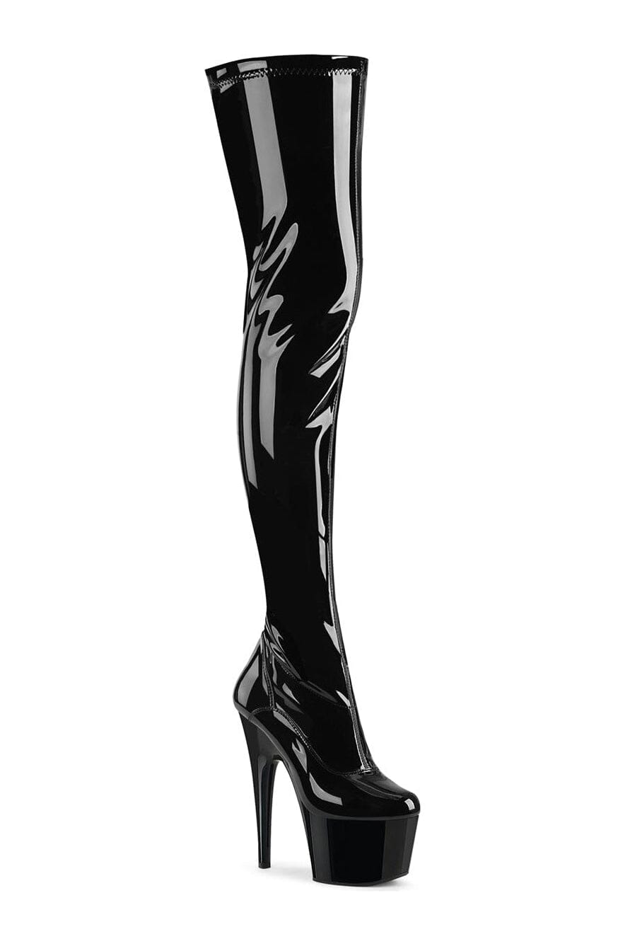 ADORE-4000 Women's High-Fashion Black Patent Leather Thigh-High Boots