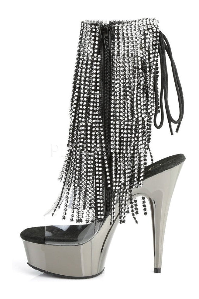 Black Vinyl DELIGHT-1017RSF Fashion Platform Ankle Boot with Stylish Design