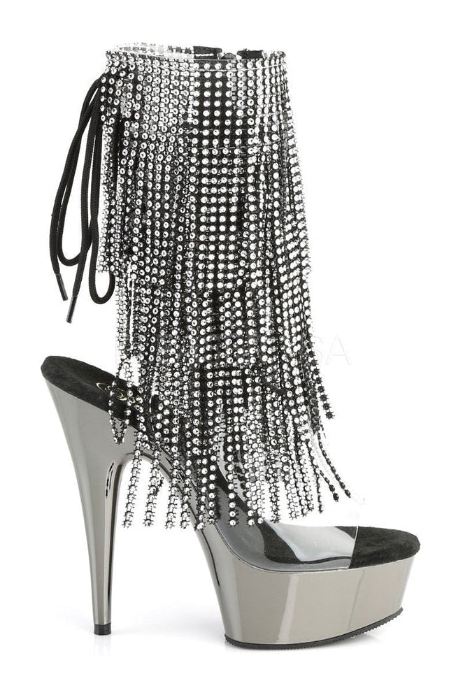 Black Vinyl DELIGHT-1017RSF Fashion Platform Ankle Boot with Stylish Design