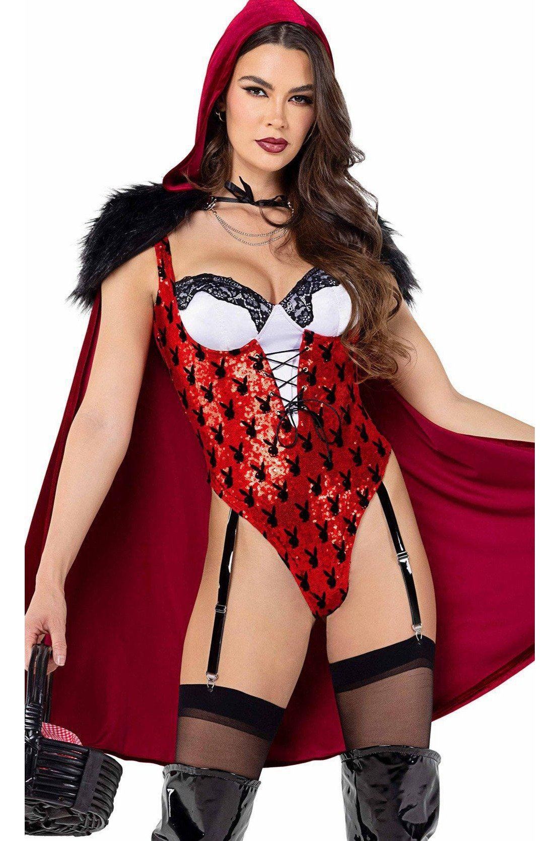 Playboy Red Enchanted Forest Style Hooded Costume for Unique Wear