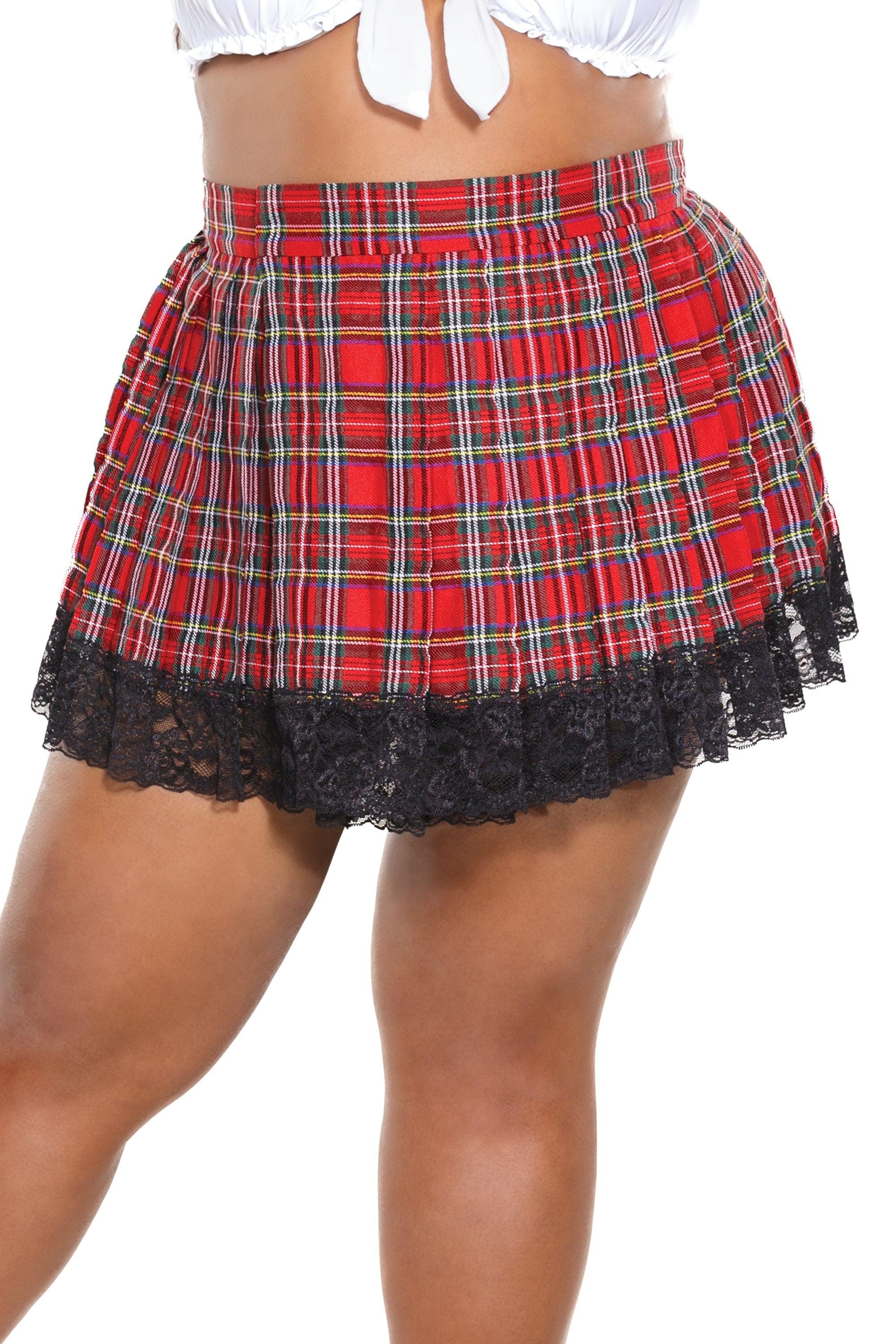 Stylish Pleated Skirt Featuring Ruffled Lace Hem and Adjustable Waist