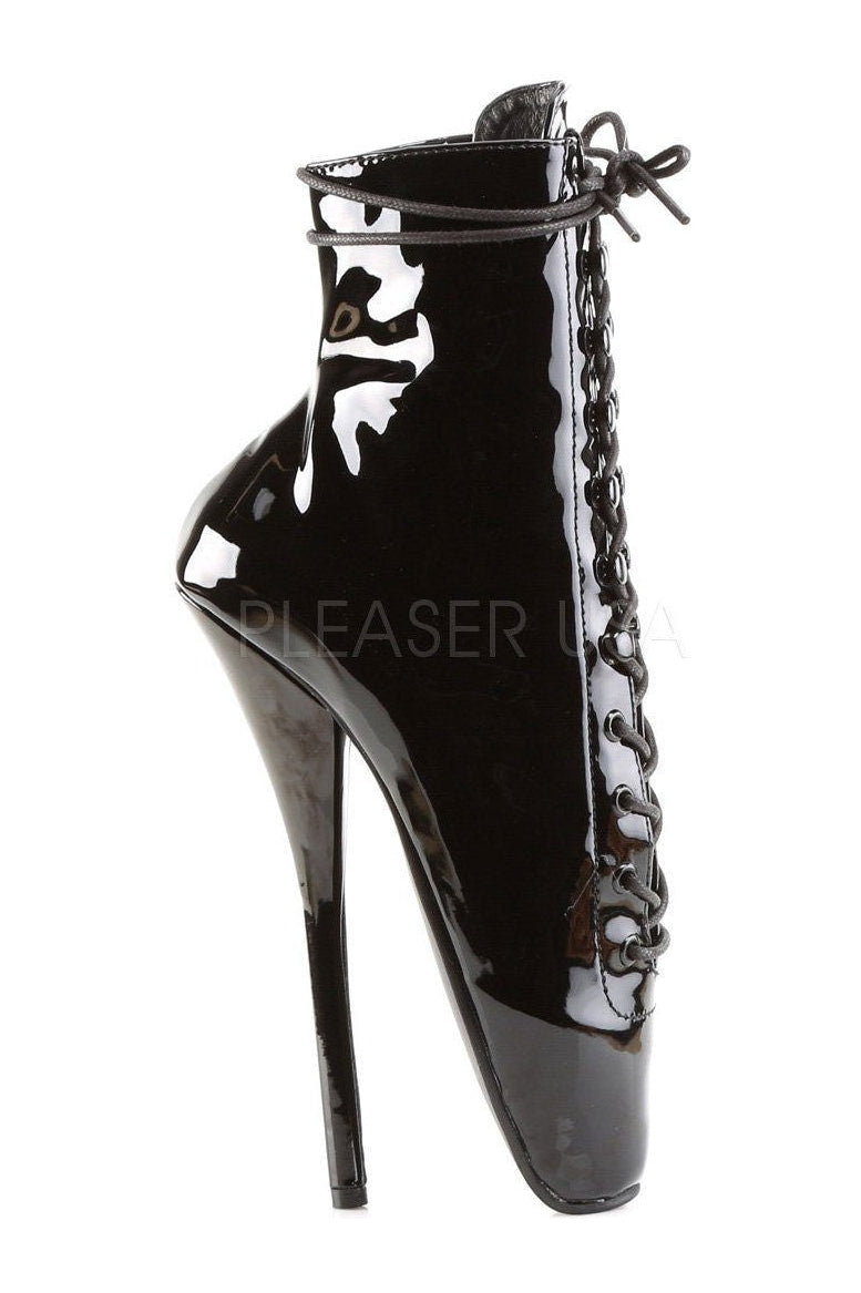 Stylish Black Patent Ballet Ankle Boot - BALLET - 1020 with 7 - inch Spike Heel