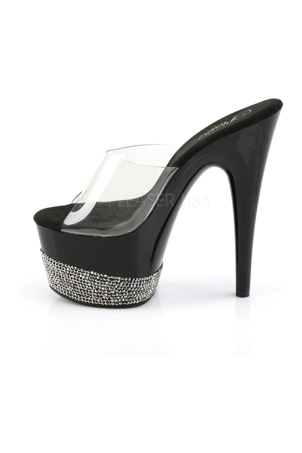 Stylish Black Vinyl ADORE-701-3 Platform Slide Sandals