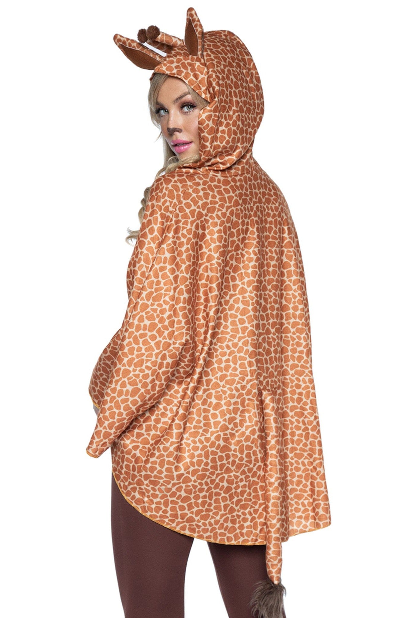 Leg Avenue Giraffe Printed Poncho Costume with Ear Hood and Fur Tail