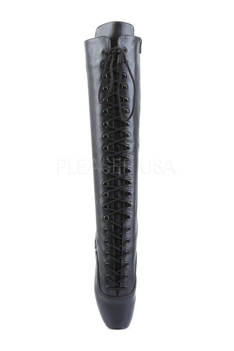 2020 BALLET Collection Black Genuine Leather Ballet Knee High Boots for Fashion Enthusiasts