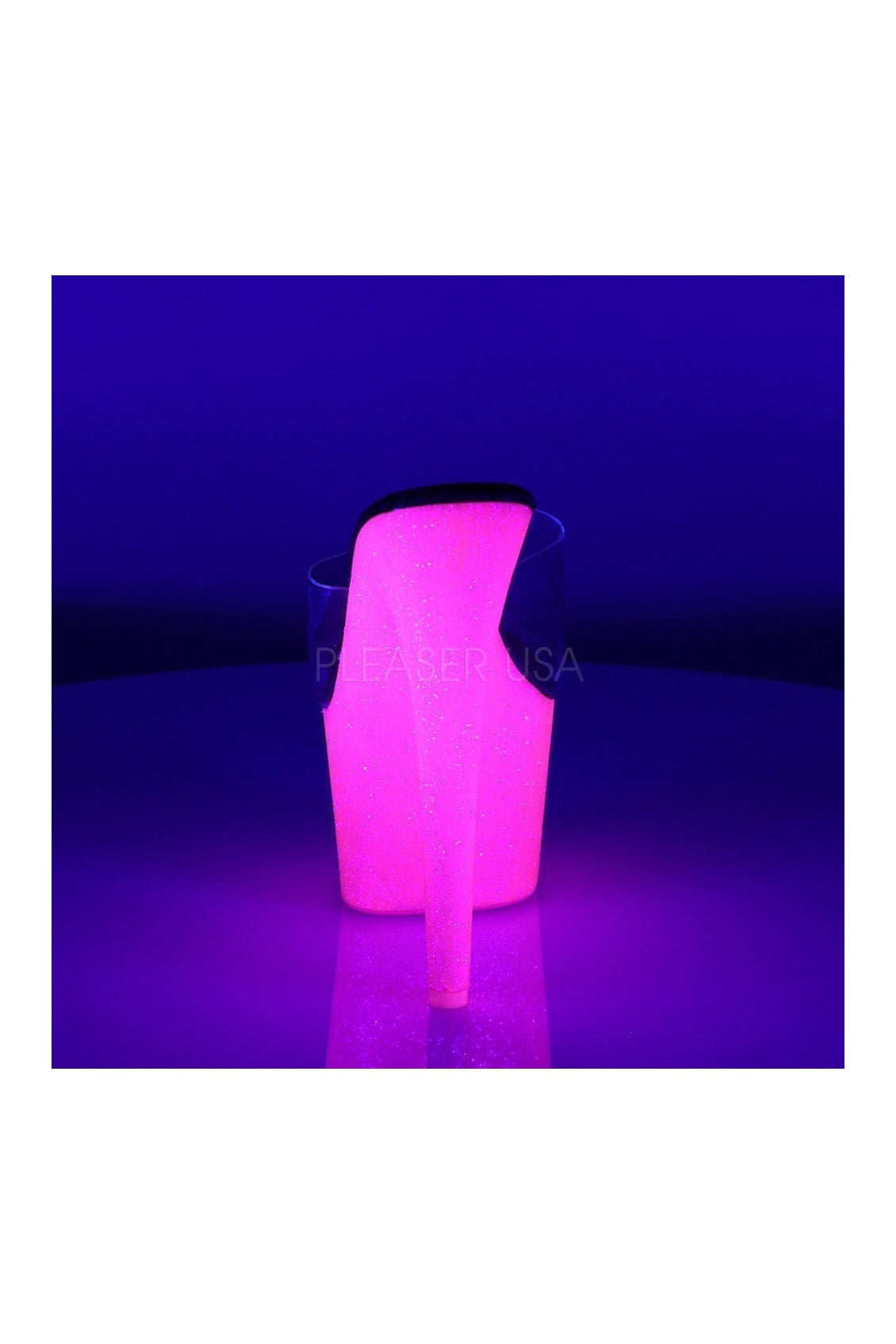ADORE-701UVG Clear Vinyl Neon UV Reactive Platform Slide Sandals