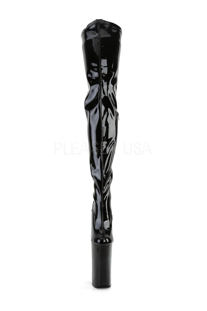 BEYOND-4000 Black Patent Leather Platform Stretch Crotch Boot for Fashion - High - Heel Stylish Footwear