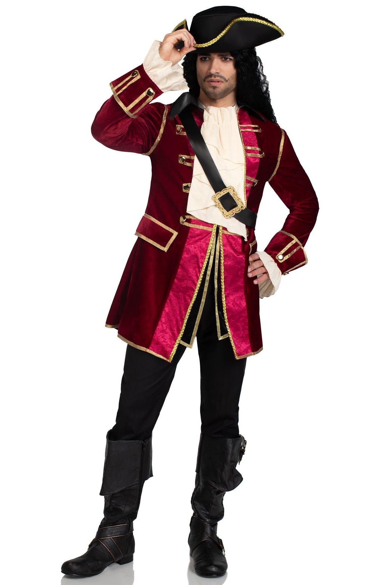 4-Piece Premium Pirate Captain Costume Set for an Authentic Look