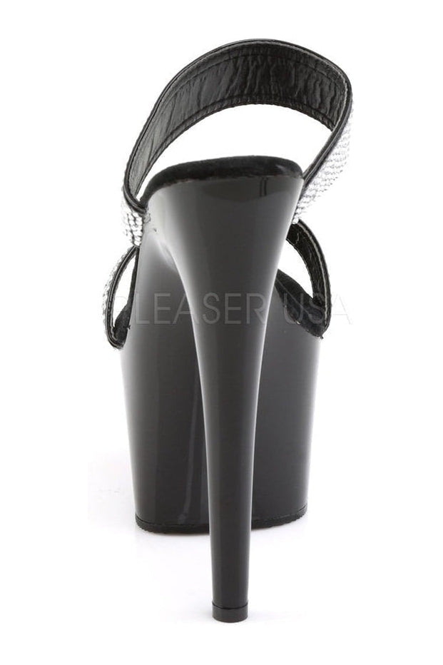 Black Patent ADORE-702-2 Platform Slide Sandals with High Heel