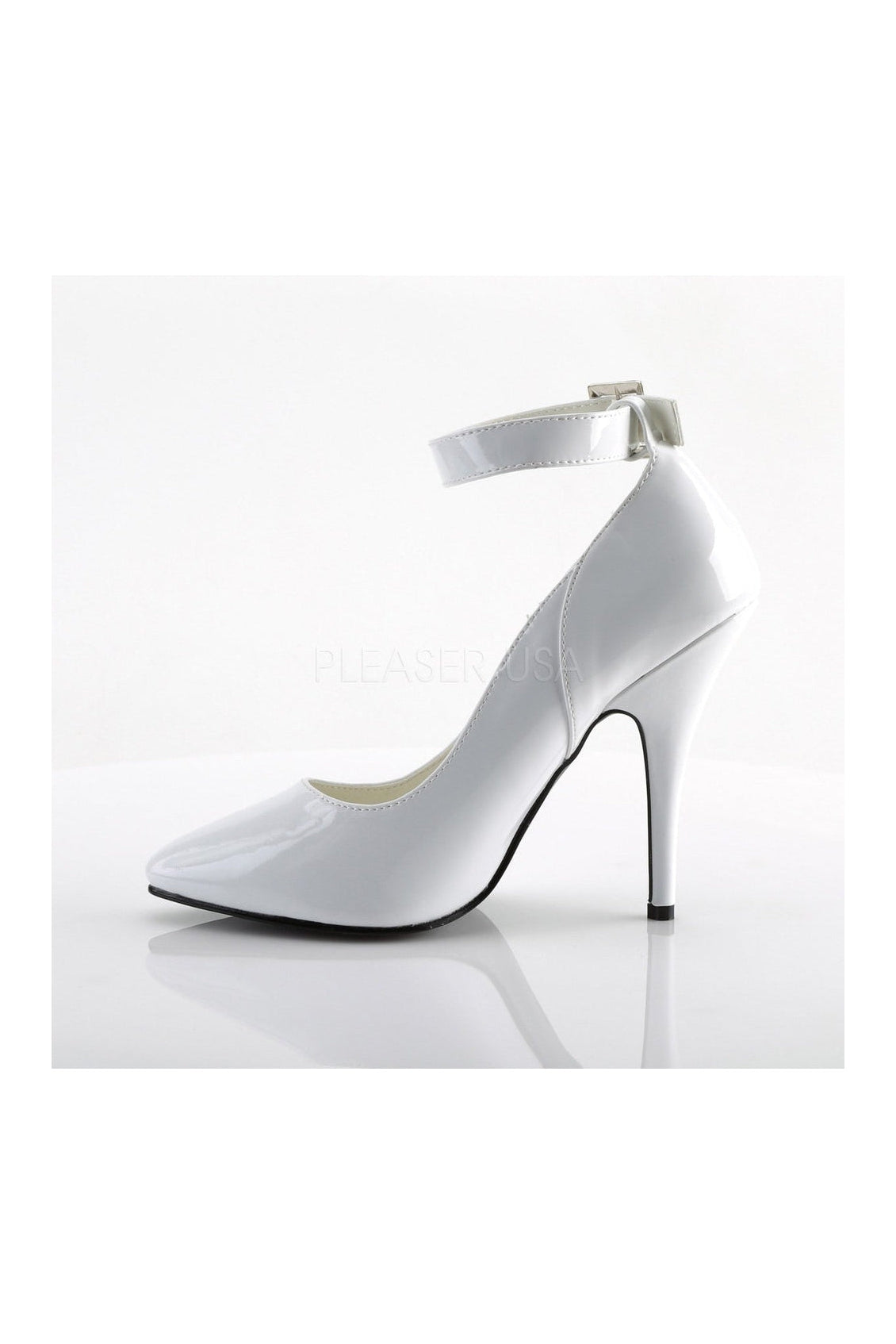 Stylish White Patent SEDUCE - 431 Ankle Strap Pump
