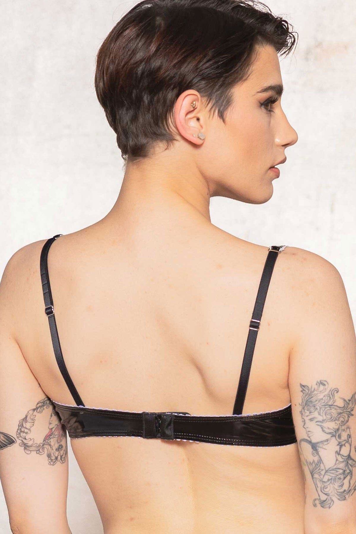 Stylish FLOCON Vinyl Open Cup Bra for a Trendy Look