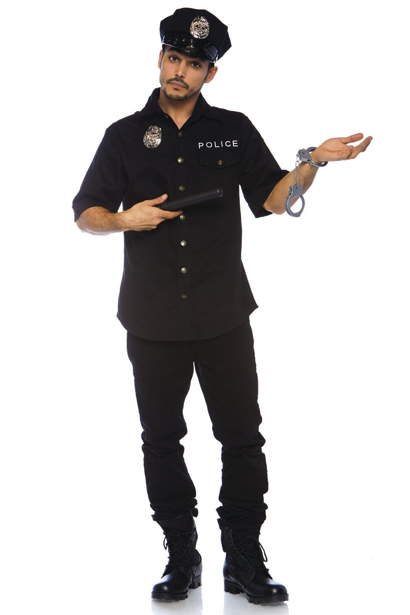 4-Piece Set of Men's Police Uniform Shirts with Accessories