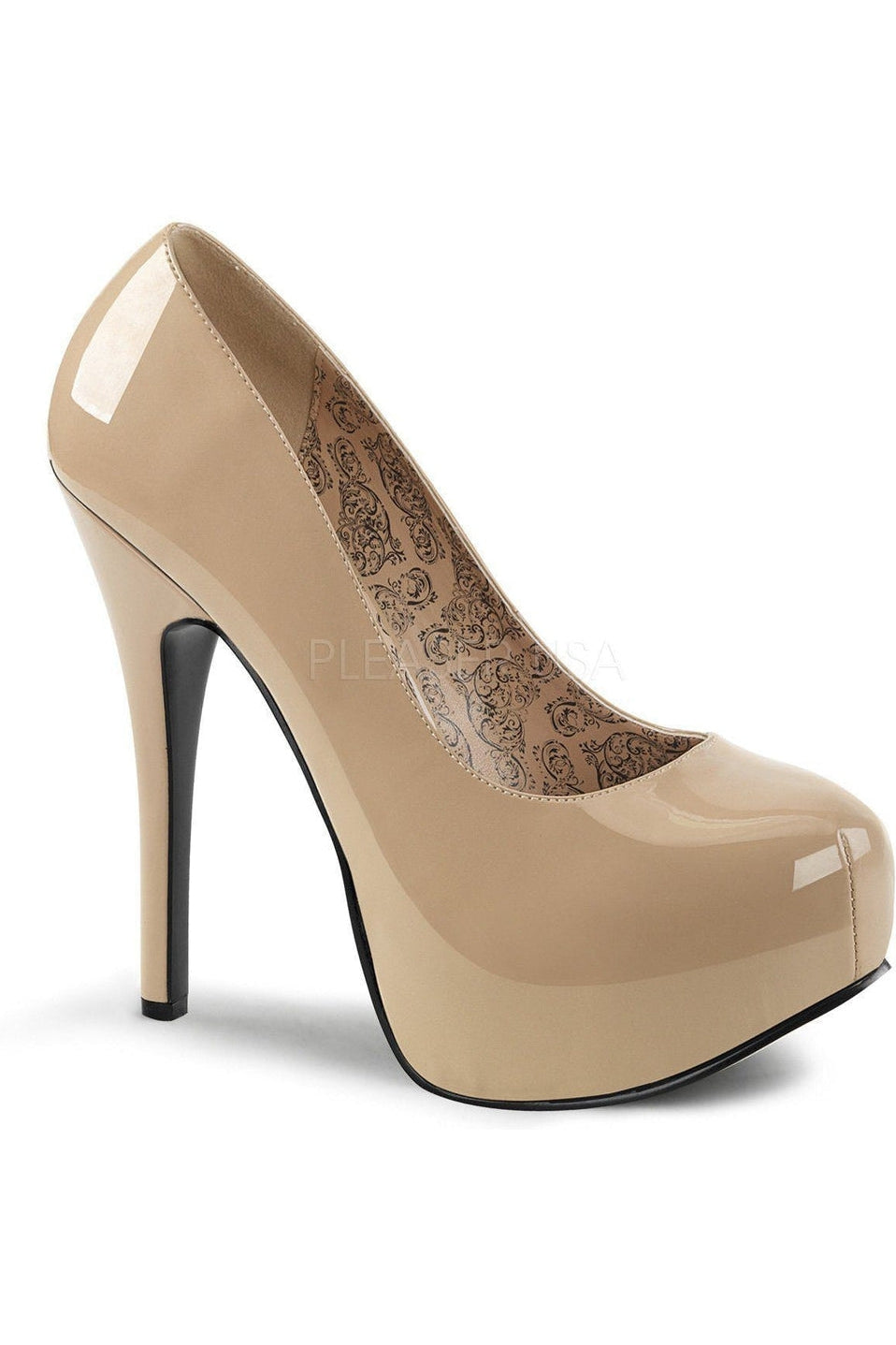 TEEZE-06W Women's Wide Width Bone Patent High Heel Pump