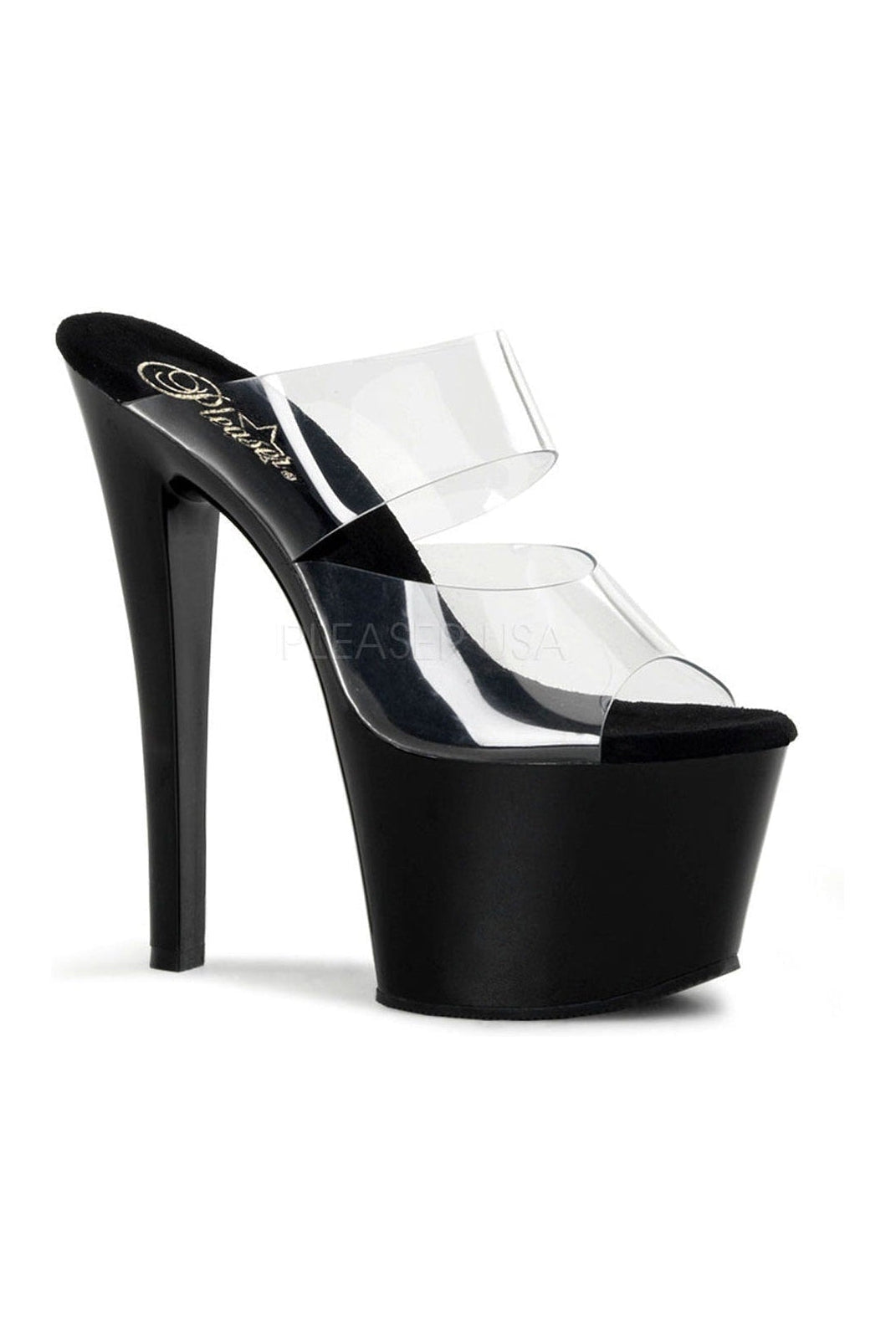 Black Vinyl SKY - 302 Platform Slide Sandals with Stylish Design