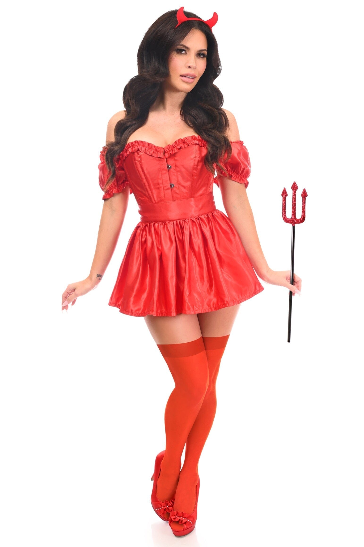 High - Quality 4 - Piece Sexy Devil Corset Costume for a Stunning Look
