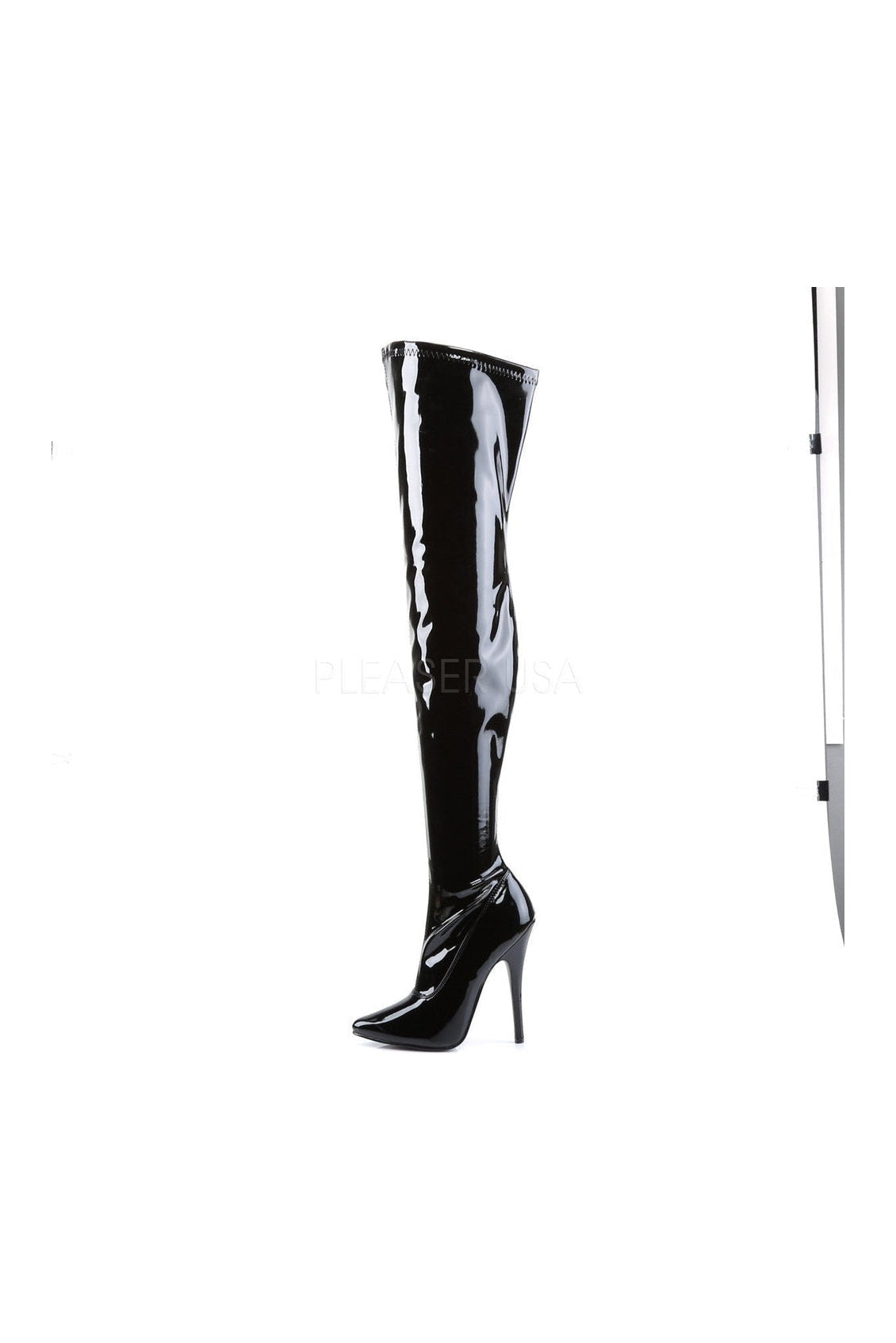 Black Patent DOMINA - 3000 Stretch Thigh Boot with 6 - inch Heel