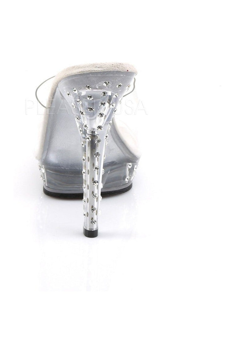 Clear Vinyl LIP - 101SDT Platform Slides with Rhinestone Accents