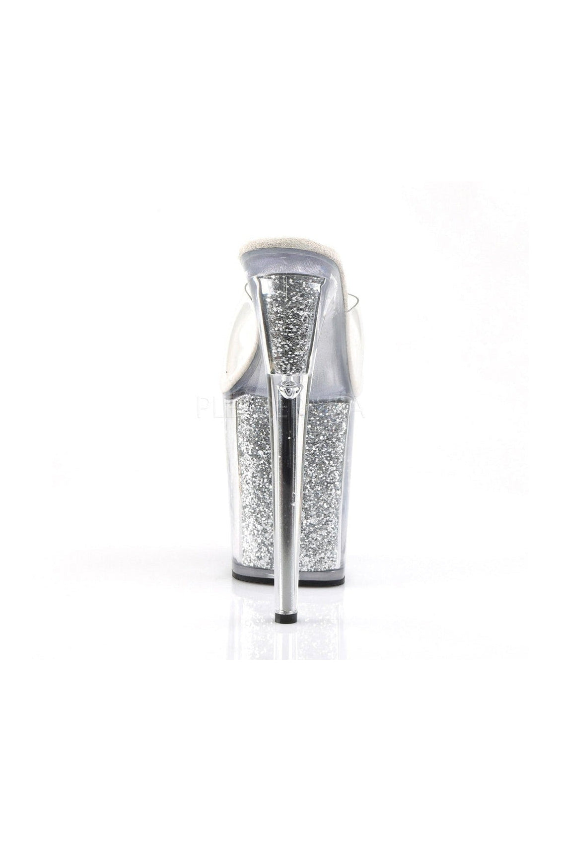 FLAMINGO-801G Clear Vinyl Platform Slide with Glitter-Filled Design