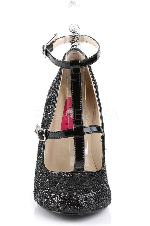 Gorgeous Black Glitter Round Toe Queen-01 Pumps for Women