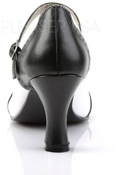 Black Faux Leather FLAPPER - 25 Mary Jane Shoes with 3 - inch Heel
